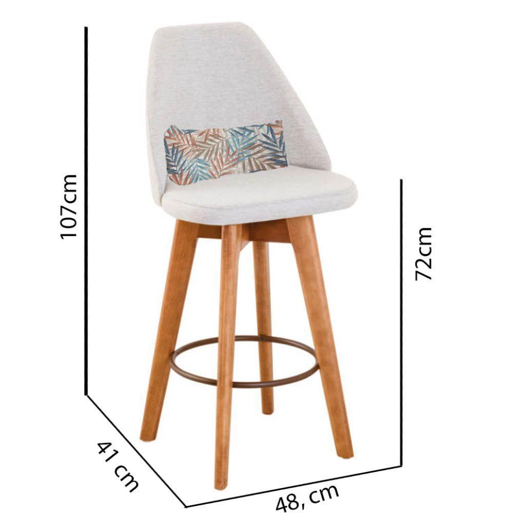 Kit 09 Banquetas Linho Bege E Almofada Folhas - 3