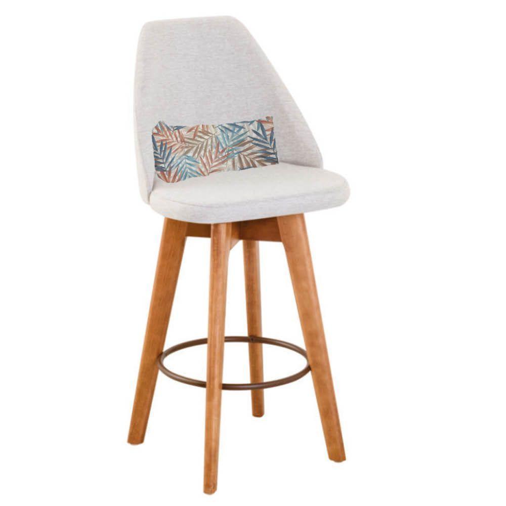 Kit 09 Banquetas Linho Bege E Almofada Folhas - 5