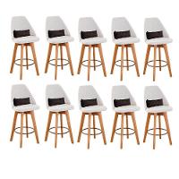 Kit 10 Banquetas Bege Claro E Almofada Corino Marrom - 1