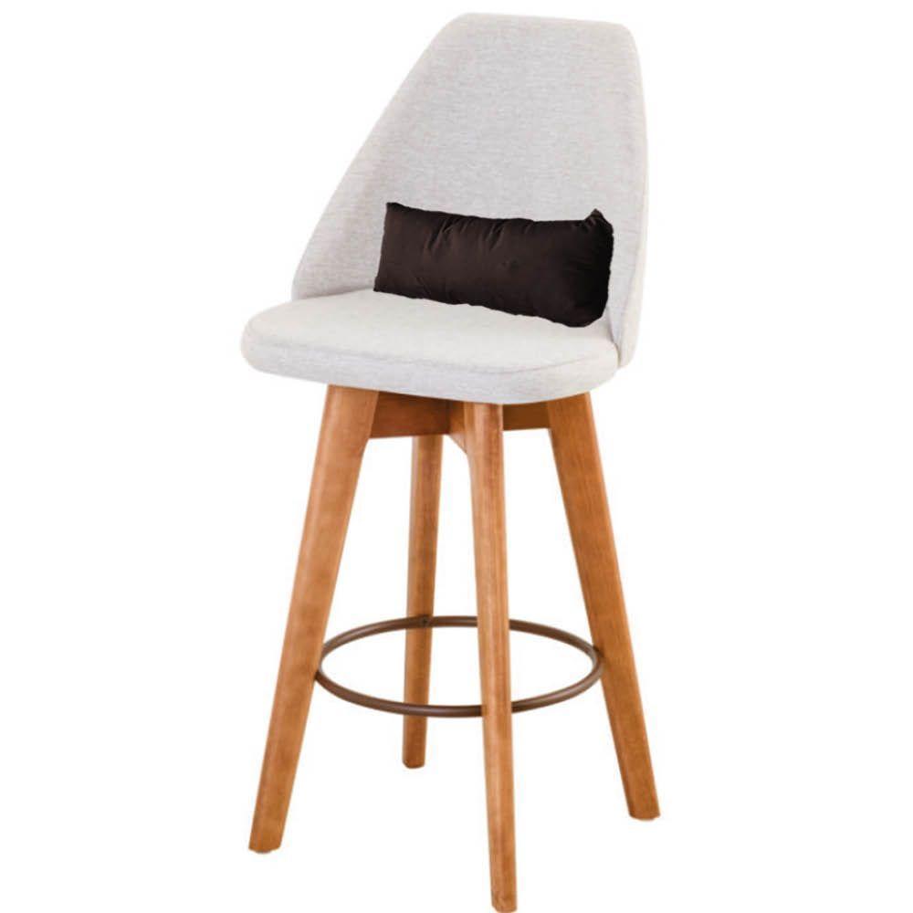 Kit 06 Banquetas Bege Claro E Almofada Suede Marrom - 4