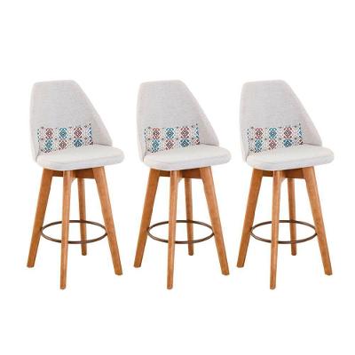 Kit 03 Banquetas Bege Claro E Almofada Mosaico