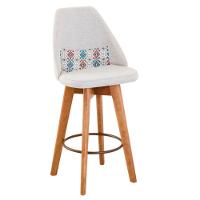 Kit 07 Banquetas Linho Bege E Almofada Mosaico - 5