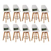 Kit 10 Banquetas Bege Claro E Almofada Suede Verde Musgo - 1