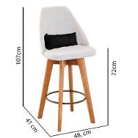 Kit 05 Banquetas Linho Bege E Almofada Suede Preto - 3