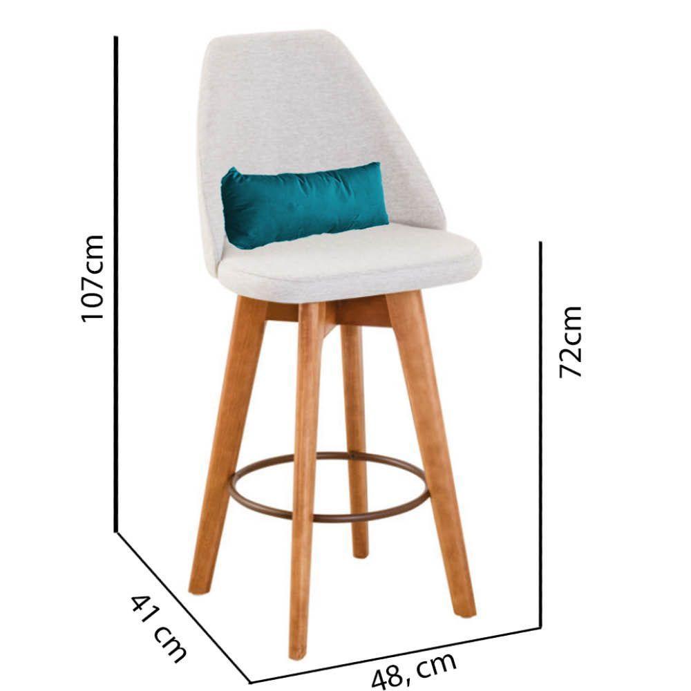 Kit 09 Banquetas Linho Bege E Almofada Suede Azul Turquesa - 3