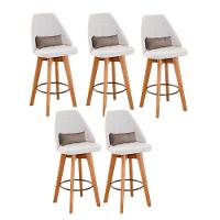 Kit 05 Banquetas Bege Claro E Almofada Suede Bege - 1