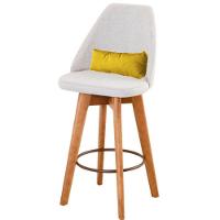 Kit 03 Banquetas Bege Claro E Almofada Corino Amarelo