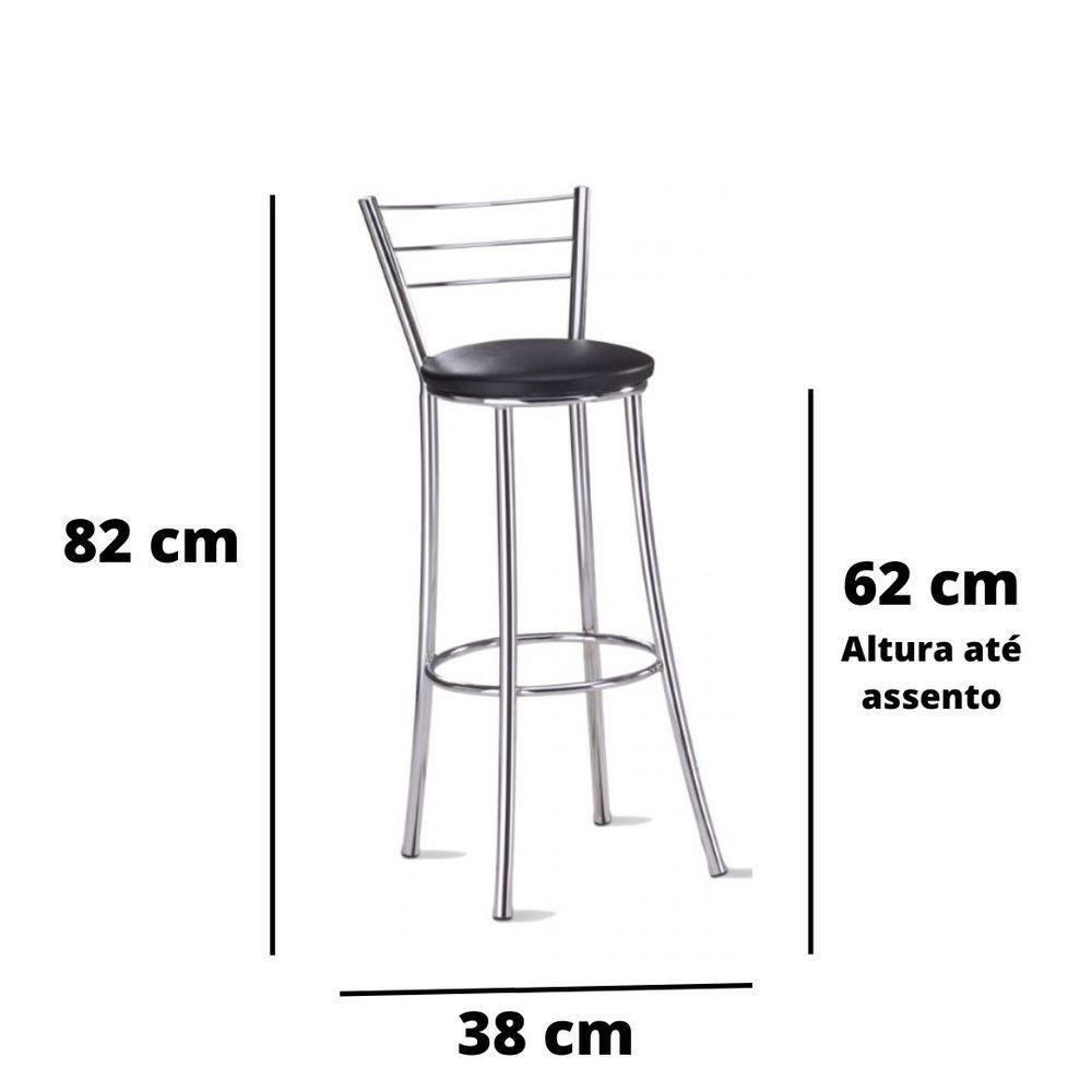 Kit 4 Banquetas Para Bancada Cromada Assento Preto - 2