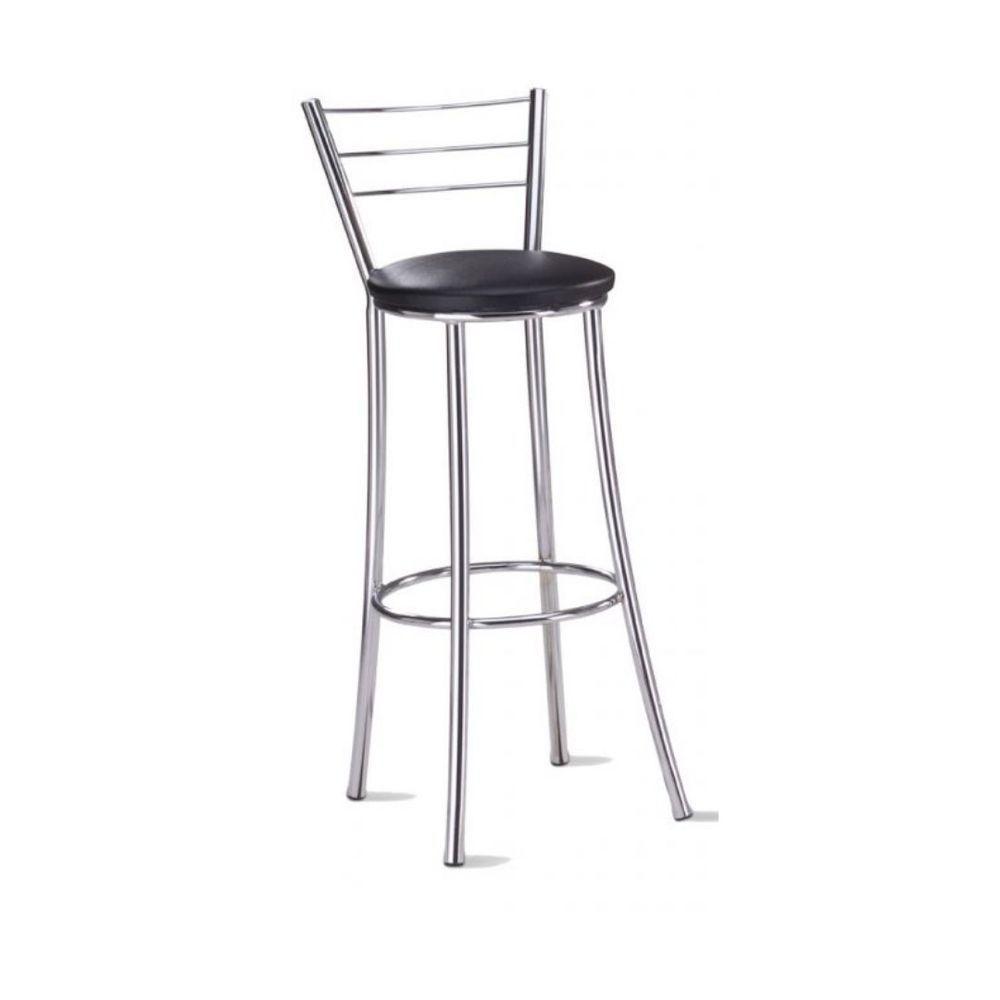 Kit 4 Banquetas Para Bancada Cromada Assento Preto - 4