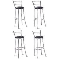 Kit 4 Banquetas Para Bancada Cromada Assento Preto - 1