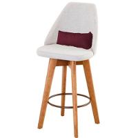 Kit 04 Banquetas Bege Claro E Almofada Suede Bordô