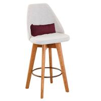 Kit 10 Banquetas Linho Bege E Almofada Suede Bordô - 5