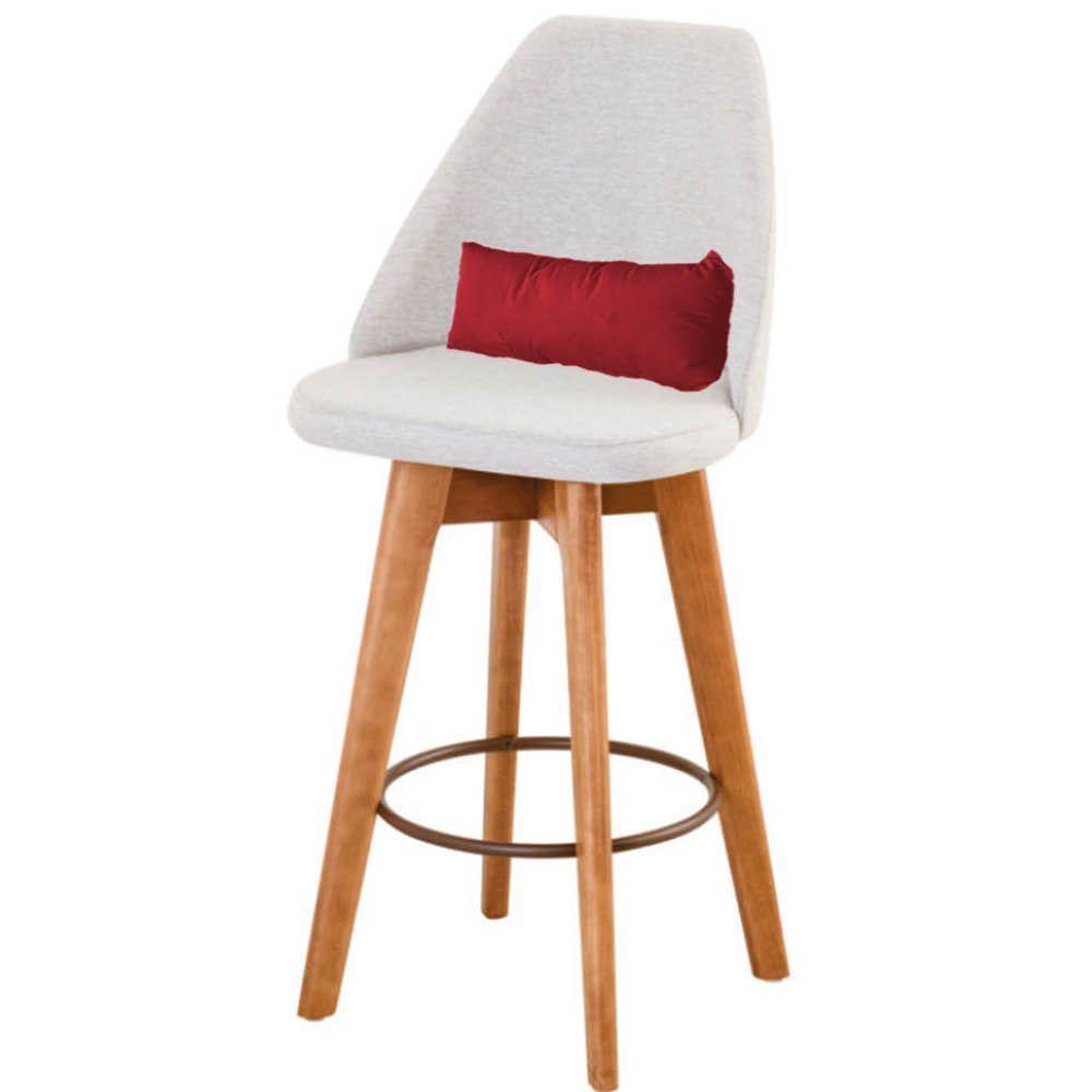 Kit 09 Banquetas Linho Bege E Almofada Suede Vermelho - 4