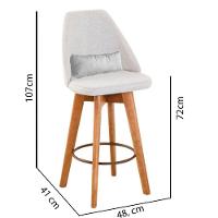 Kit 02 Banquetas Linho Bege E Almofada Suede Branco - 3