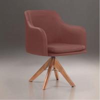 Poltrona Messina em Couro e Base Giratória Madeira Havana - 1