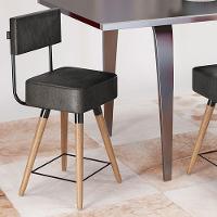 Banqueta Cadeira 73cm Com Encosto Corano Preto - Desk Design - 4