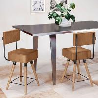 Kit 04 Banquetas Cadeiras 73cm Com Encosto Corano Amarula - 4