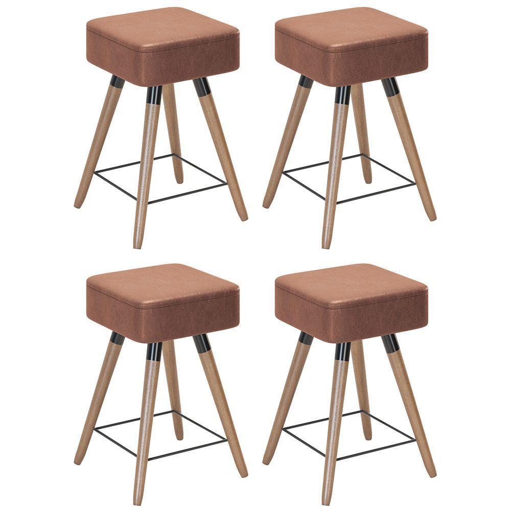 Kit 04 Banquetas Baixas 50x32cm Com Pés Palito Coffee - 1