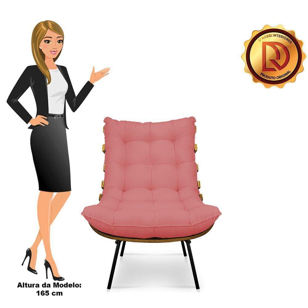 Poltrona Costela Linho Whiski Rose A106 Base de Metal - 3