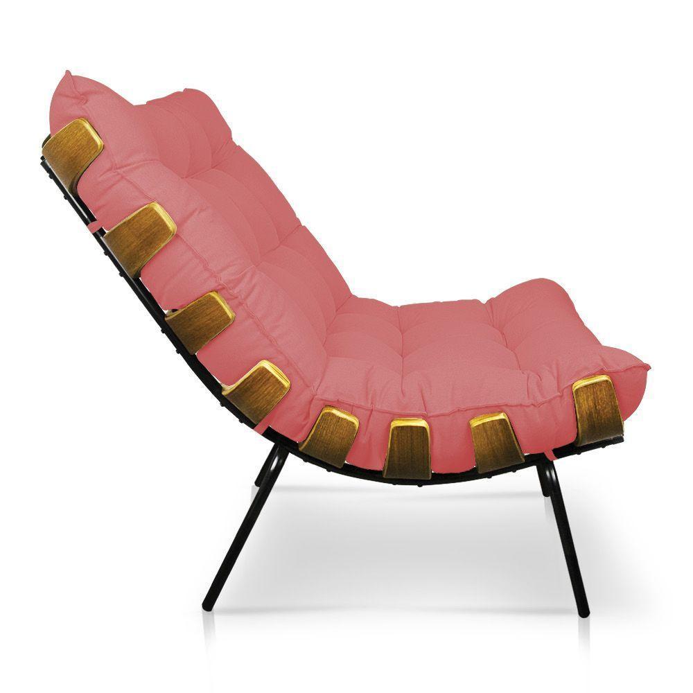 Poltrona Costela Linho Whiski Rose A106 Base de Metal - 4