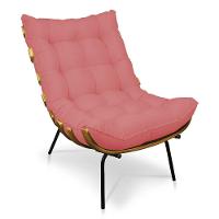 Poltrona Costela Linho Whiski Rose A106 Base de Metal - 1