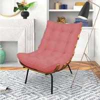 Poltrona Costela Linho Whiski Rose A106 Base de Metal - 11