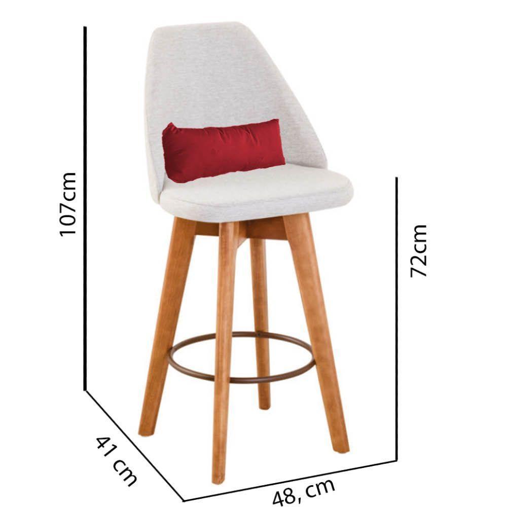 Kit 05 Banquetas Bege Claro E Almofada Suede Vermelho - 3