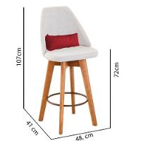 Kit 05 Banquetas Bege Claro E Almofada Suede Vermelho - 5