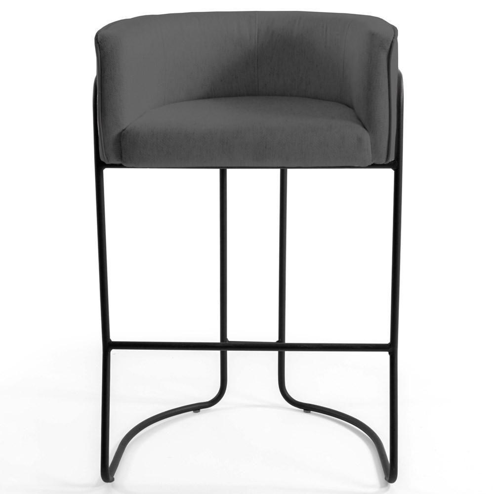 Kit 4 Banquetas Base Aço Preto C-03 Corano Cinza Chumbo - 5