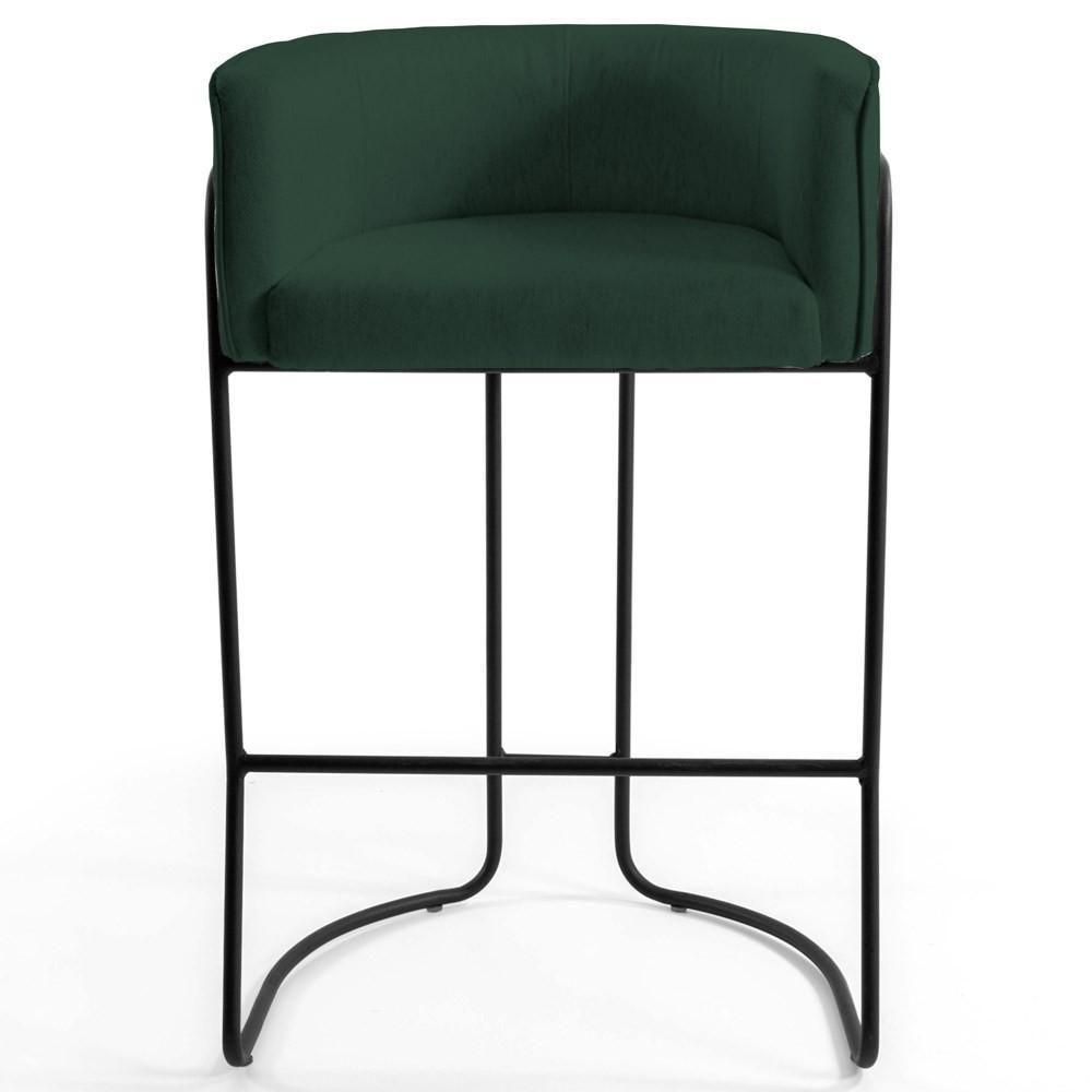 Kit 4 Banquetas Base Aço Preto C-117 Verde Musgo - 5