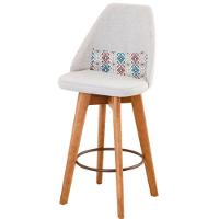 Kit 10 Banquetas Linho Bege E Almofada Mosaico