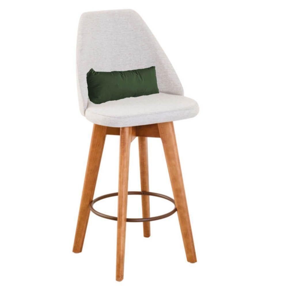 Kit 06 Banquetas Linho Bege E Almofada Suede Verde Musgo - 6