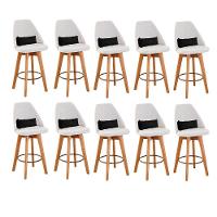 Kit 10 Banquetas Bege Claro E Almofada Suede Preto - 1