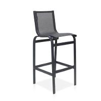 Banqueta Alta Para Balcão Grafite E Tela Mesclada De Cinza - 1