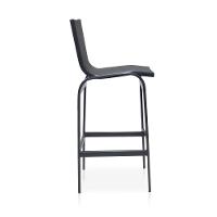 Banqueta Alta Para Balcão Grafite E Tela Mesclada De Cinza - 2