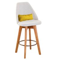 Kit 03 Banquetas Linho Bege E Almofada Suede Amarelo - 6