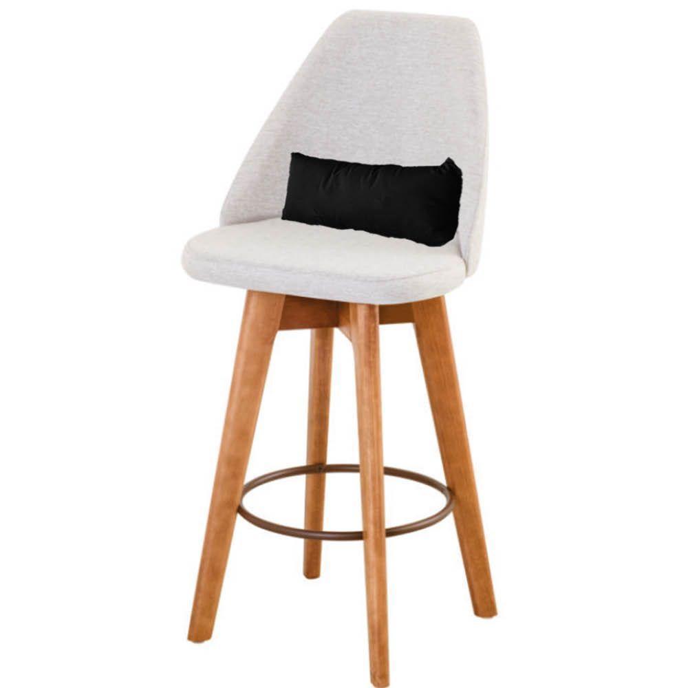 Kit 08 Banquetas Linho Bege E Almofada Suede Preto - 4