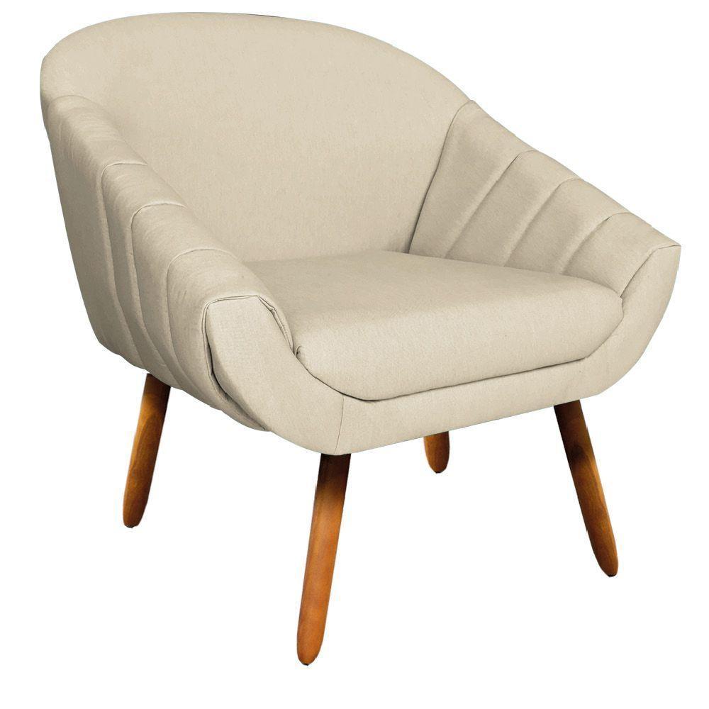 Poltrona Giovana Linho Areia A27 Castanho - 1