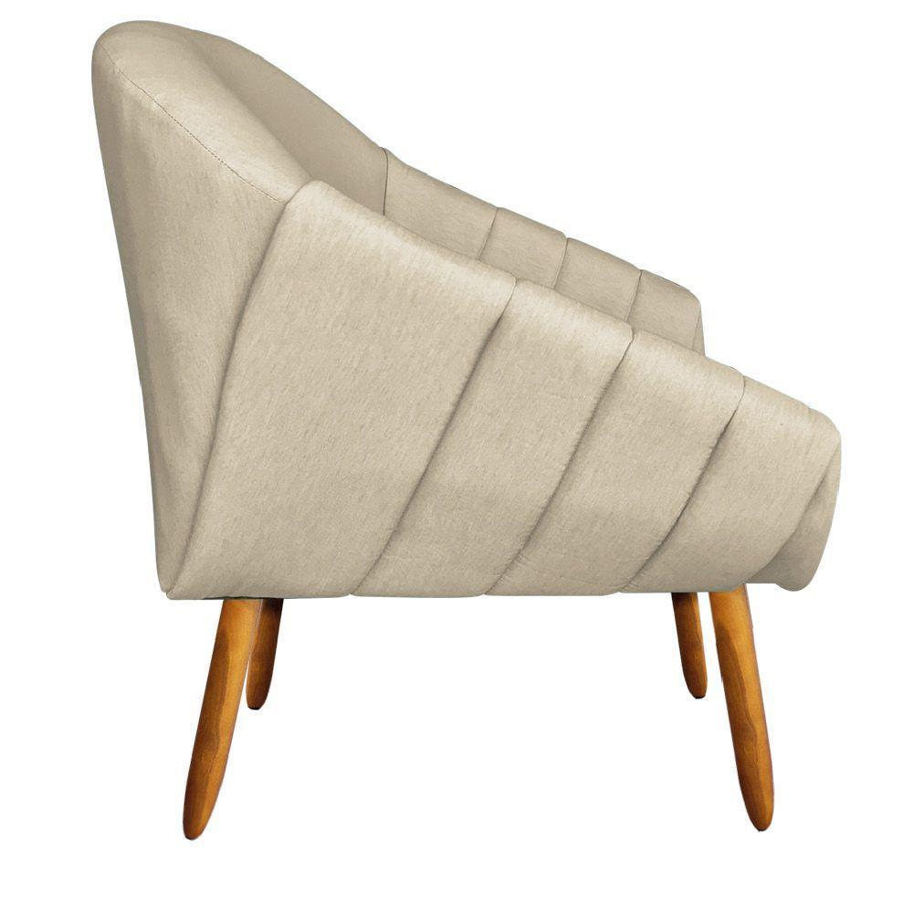 Poltrona Giovana Linho Areia A27 Castanho - 4