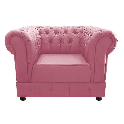 Poltrona E Namoradeira Chesterfield Ana Suede Rosa Bebê
