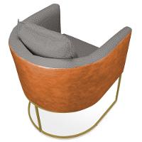 Poltrona Corano Nozes Linho Base Metálica Dourado - 3