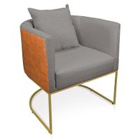 Poltrona Corano Nozes Linho Base Metálica Dourado - 7