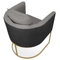 Poltrona Corano Preto Linho Base Metálica Dourado - 10