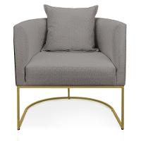 Poltrona Corano Preto Linho Base Metálica Dourado - 16