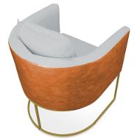 Poltrona Corano Nozes Linho Base Metálica Dourado - 3