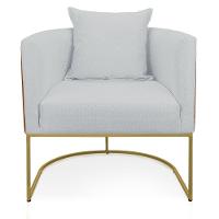 Poltrona Corano Nozes Linho Base Metálica Dourado - 5