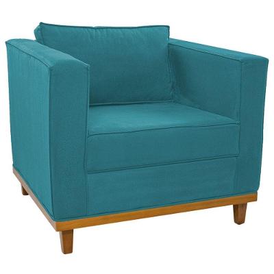 Poltrona Decorativa Europa Suede Azul Turquesa