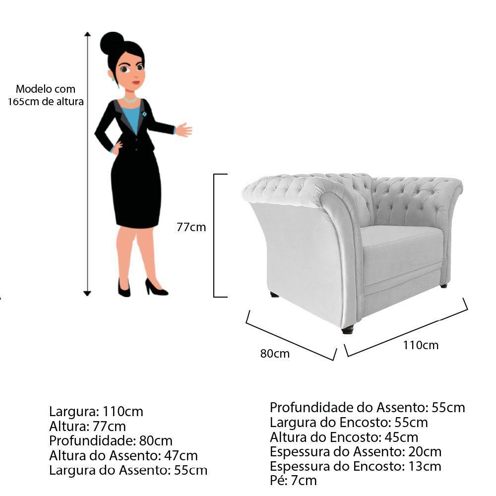 Poltrona Decorativa Chesterfield Branco - 5