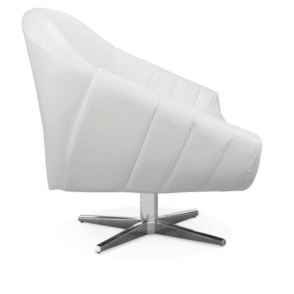 Kit 02 Poltronas Giratória Giovana Corino Base Cromada - 3