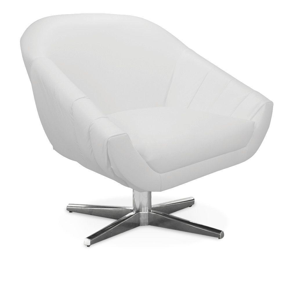 Kit 02 Poltronas Giratória Giovana Corino Base Cromada - 6